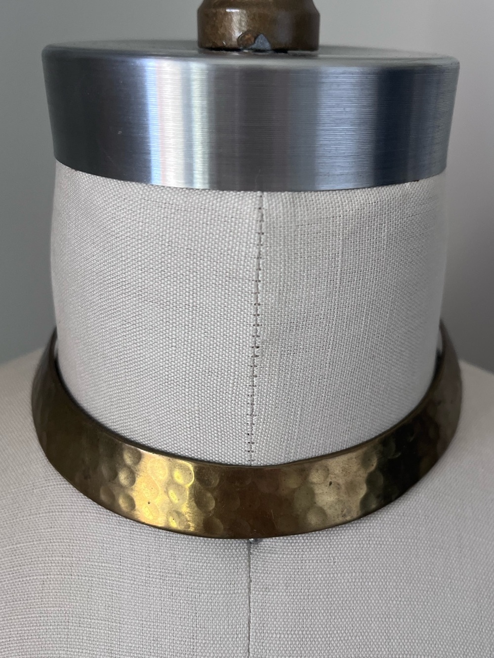 Vintage hammered brass metal collar choker necklace